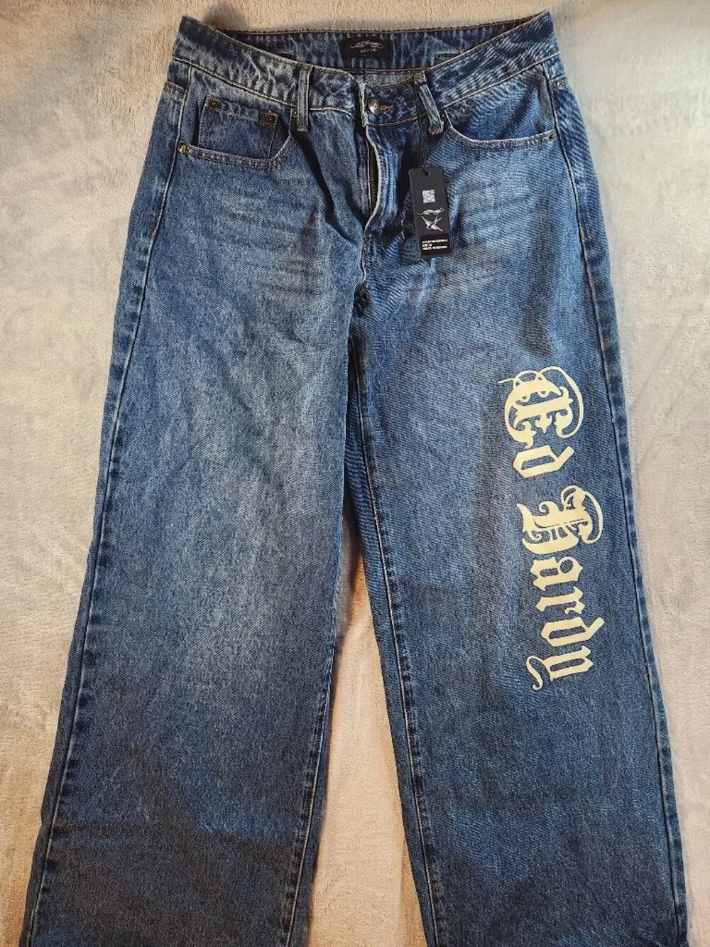 Ed Hardy Jeans 30 Wide Leg Born Free Swallow Tattoo Y2K